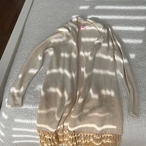 Lilly Pulitzer Gold Fringe Cardigan Sweater
